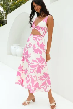 Sunset Sorbet Midi Dress Pink