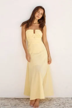 Sunshine Bliss Strapless Maxi Dress Yellow