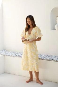 Sunshine Serenade Midi Dress Yellow