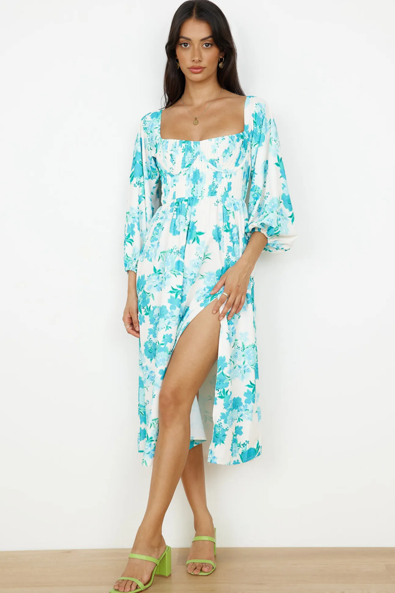 Sweet Epiphany Midi Dress Blue Floral