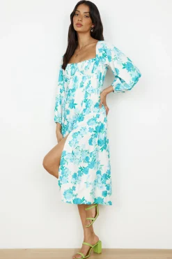 Sweet Epiphany Midi Dress Blue Floral