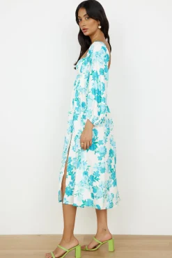 Sweet Epiphany Midi Dress Blue Floral