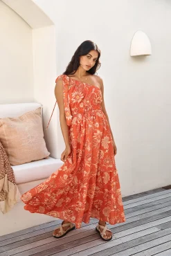 Sweet Melody One Shoulder Maxi Dress Orange