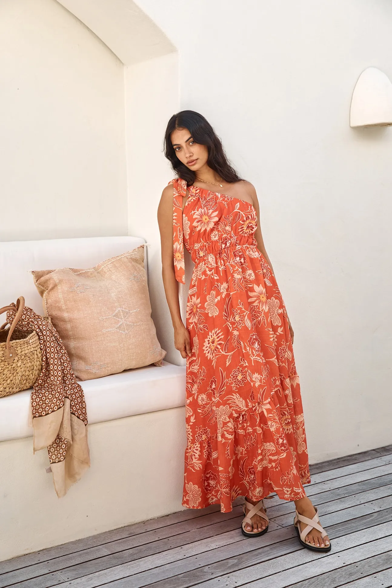 Sweet Melody One Shoulder Maxi Dress Orange