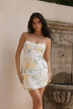 Talia Floral Mini Dress Yellow