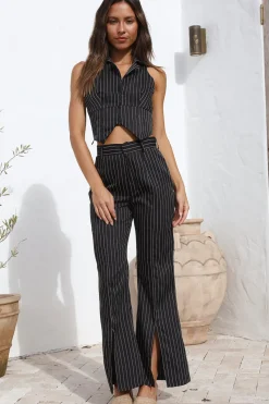 Talking Business Crop Top Black Stripe