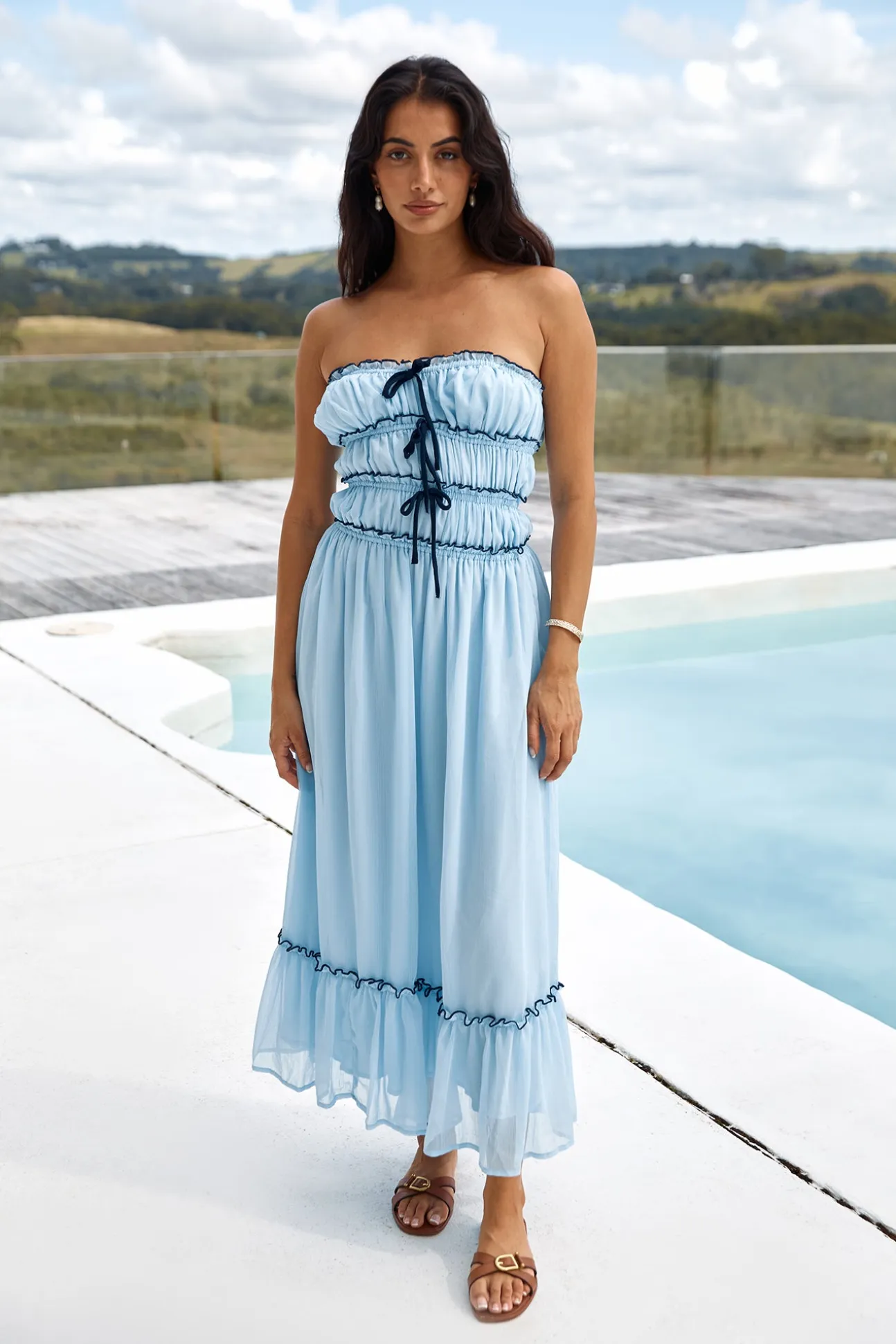 Talulah Strapless Maxi Dress Blue
