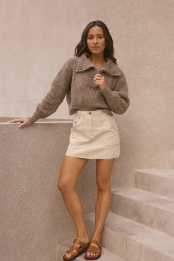 Taxi Please Mini Skirt Beige