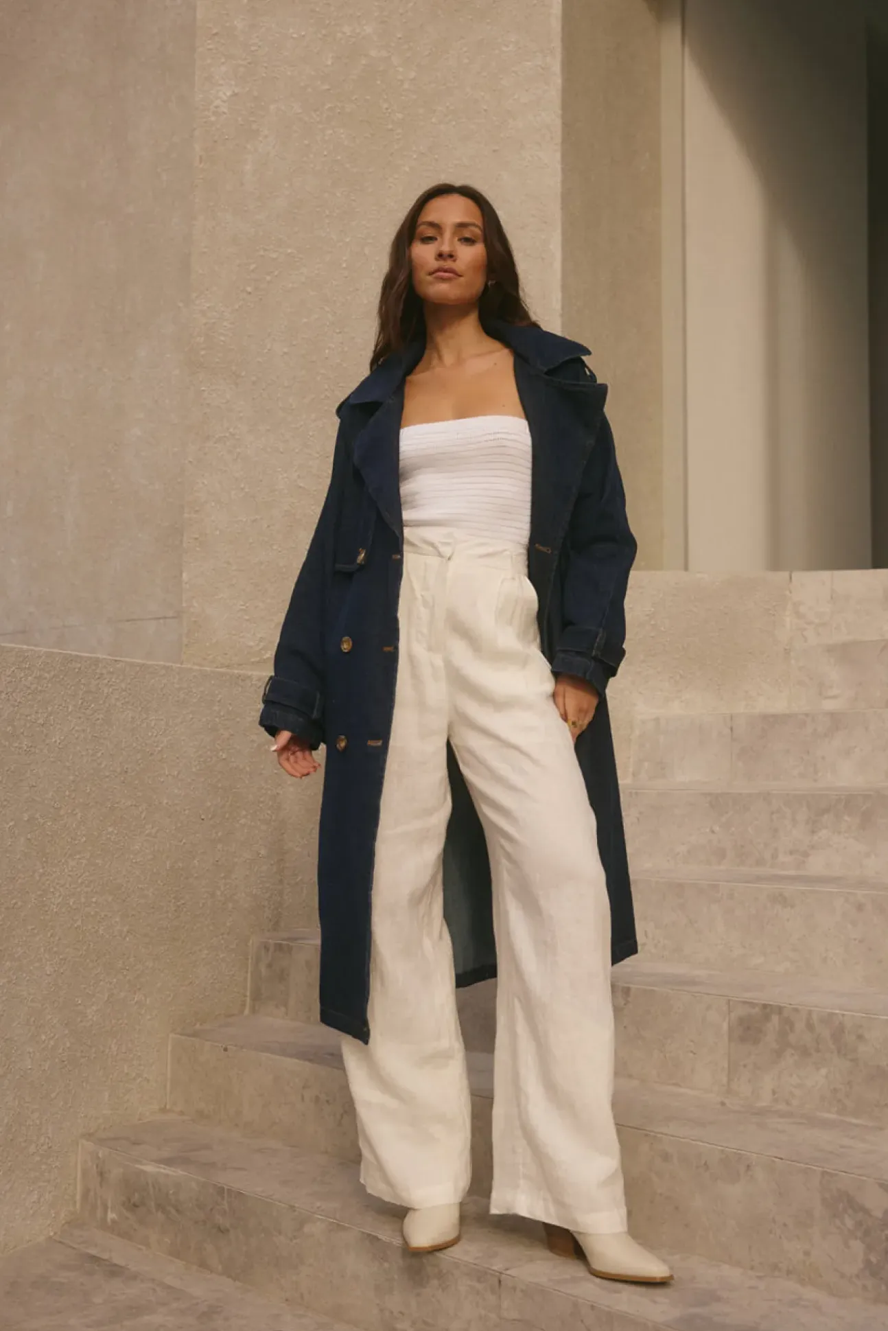 Taylah Trench Coat Denim