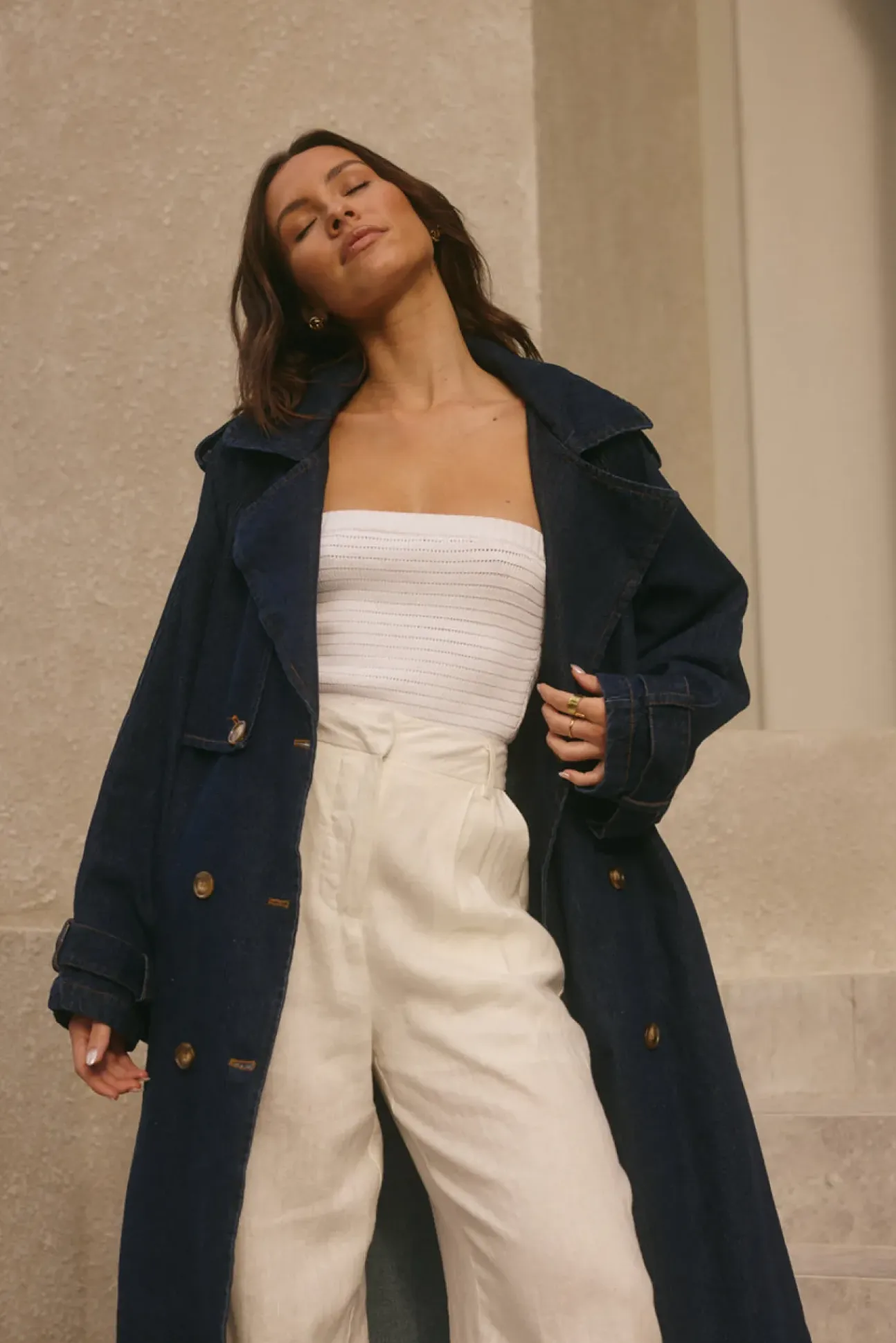 Taylah Trench Coat Denim