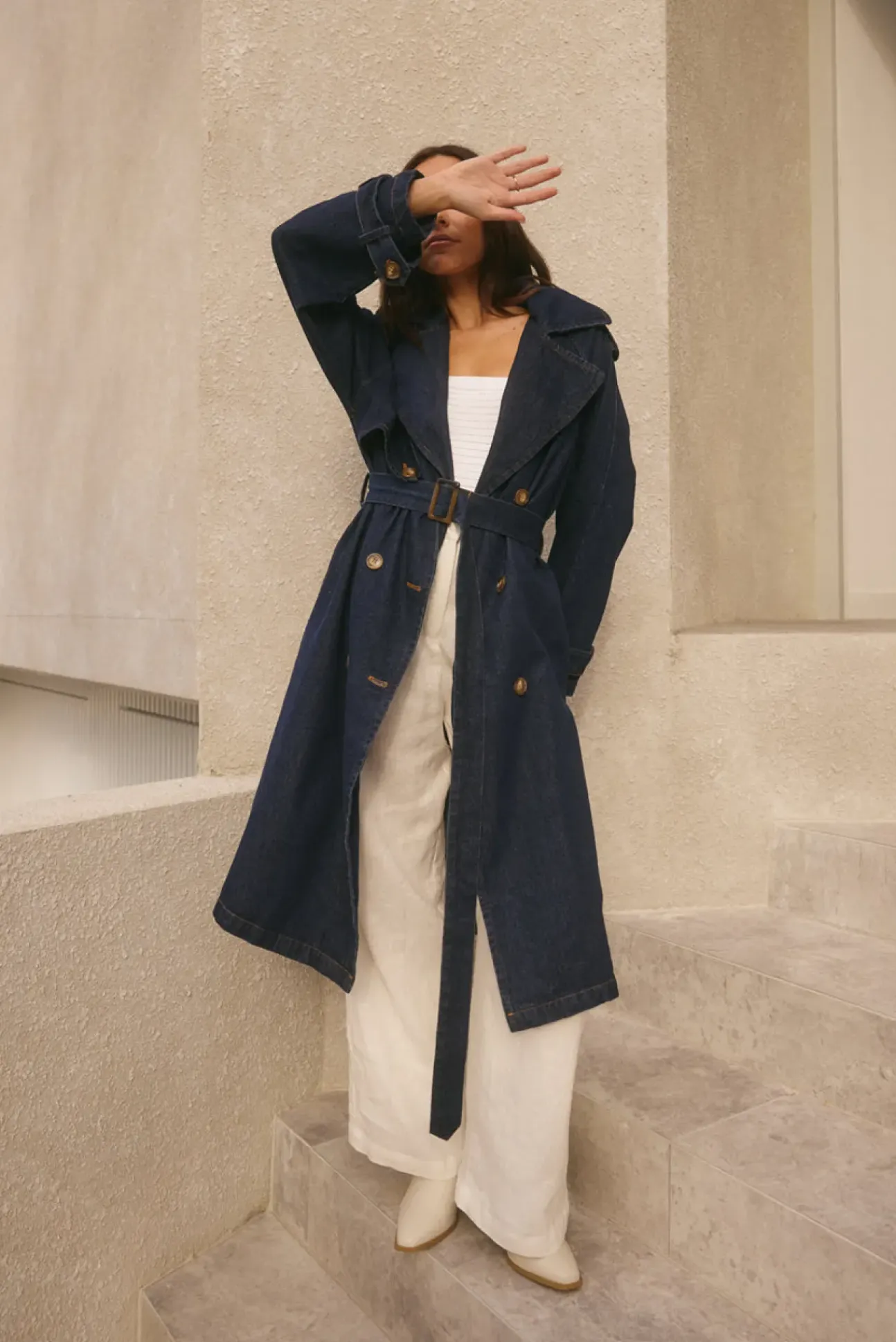 Taylah Trench Coat Denim