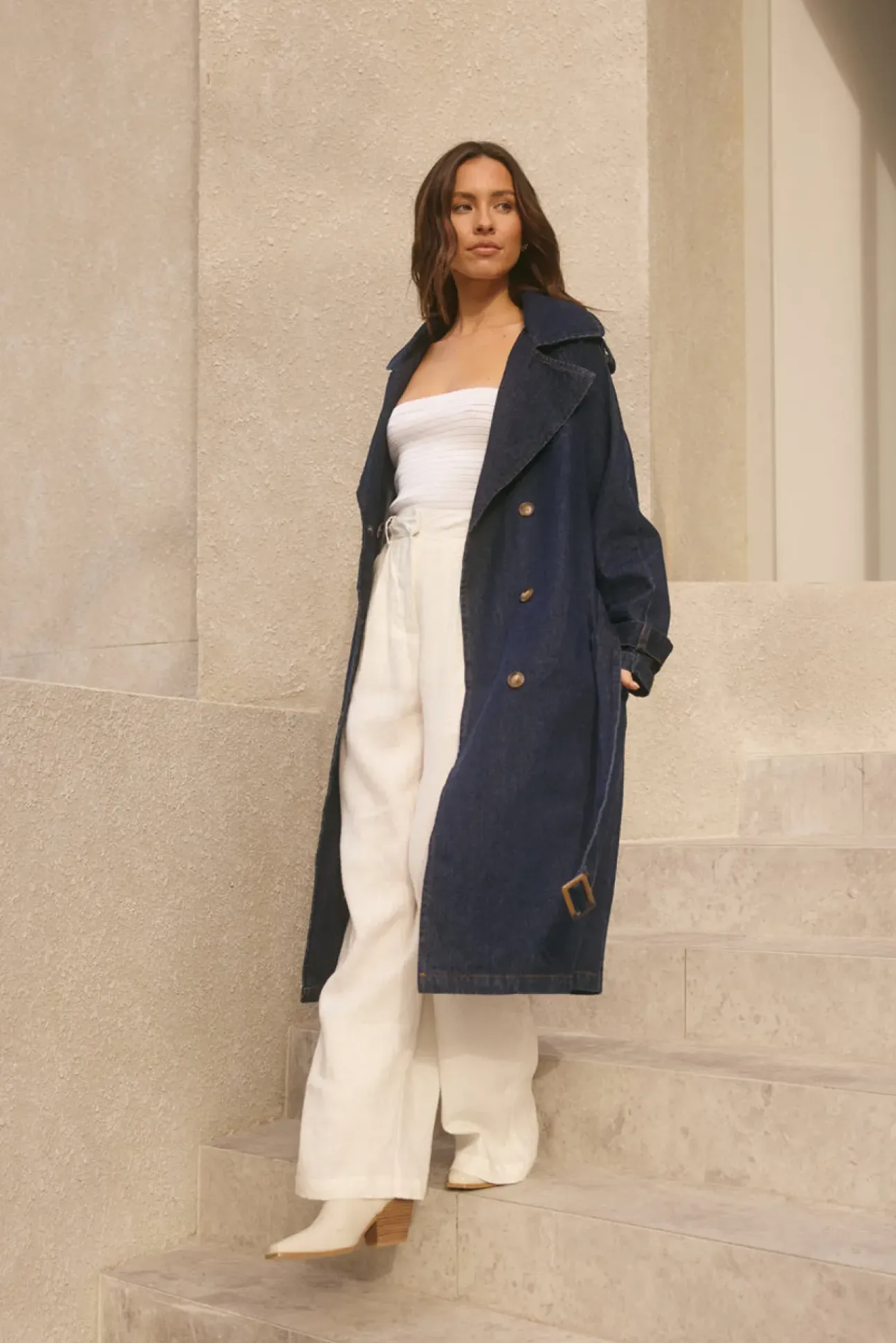 Taylah Trench Coat Denim