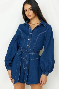 Tell It All Romper Denim