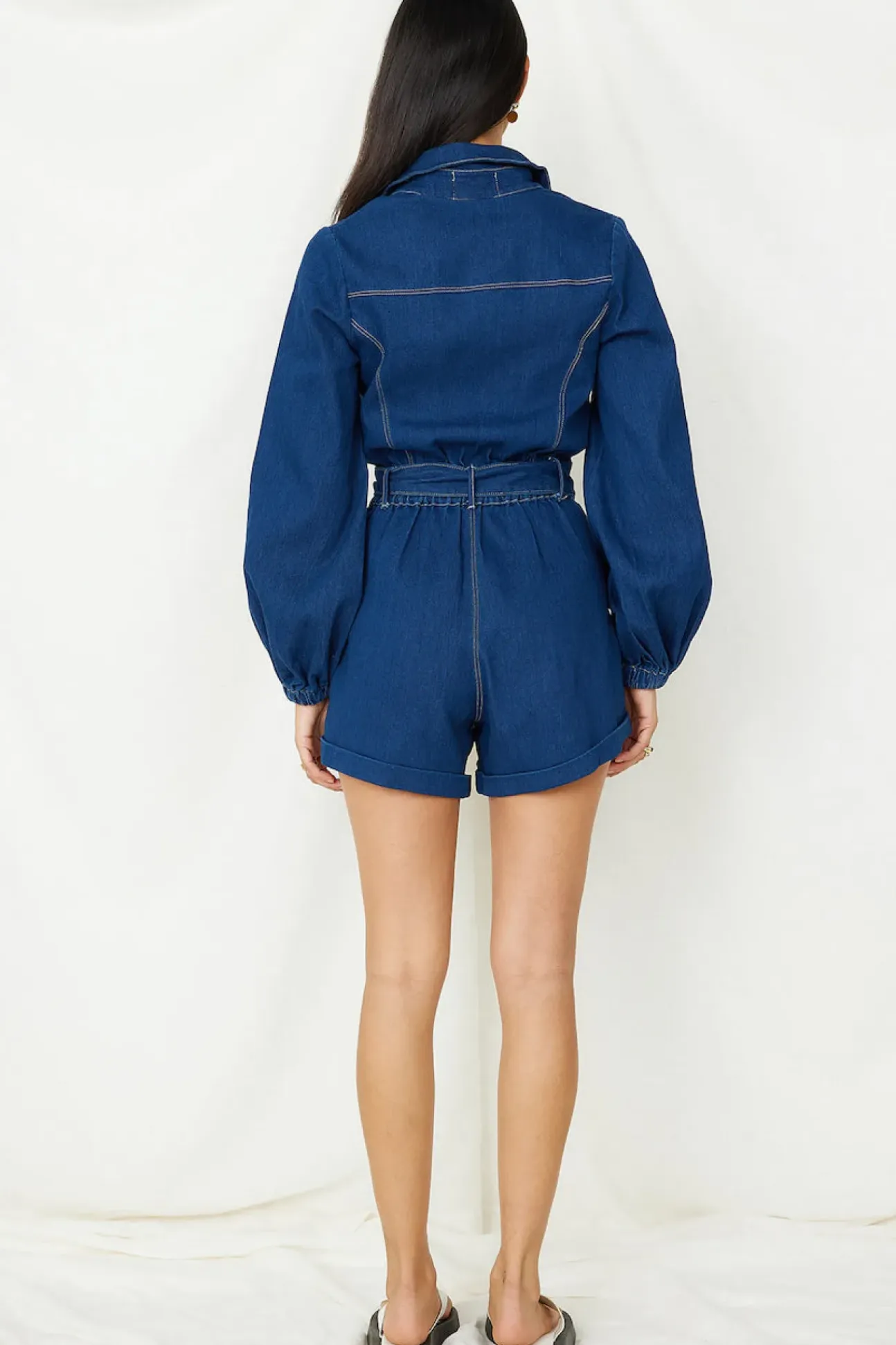Tell It All Romper Denim