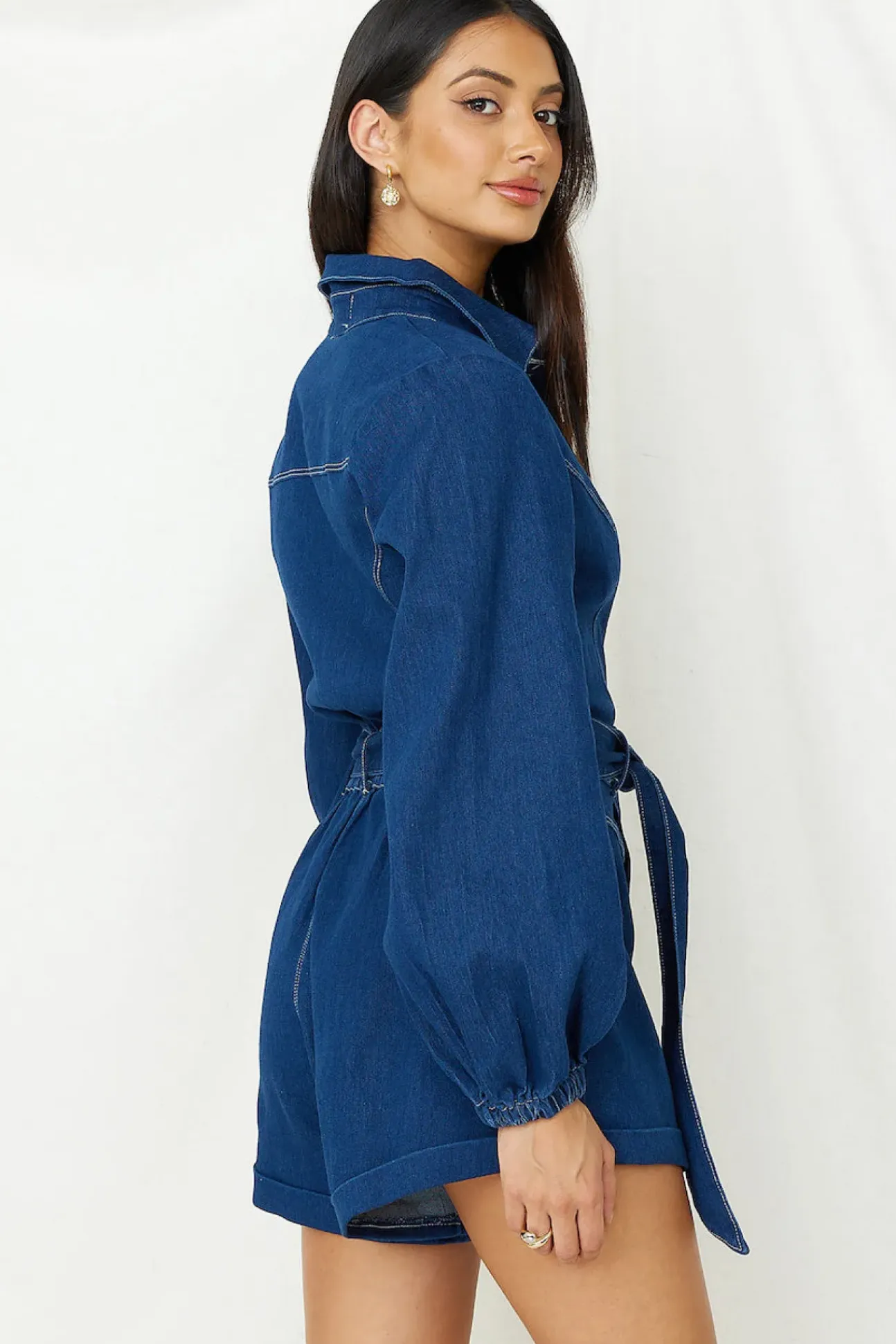 Tell It All Romper Denim