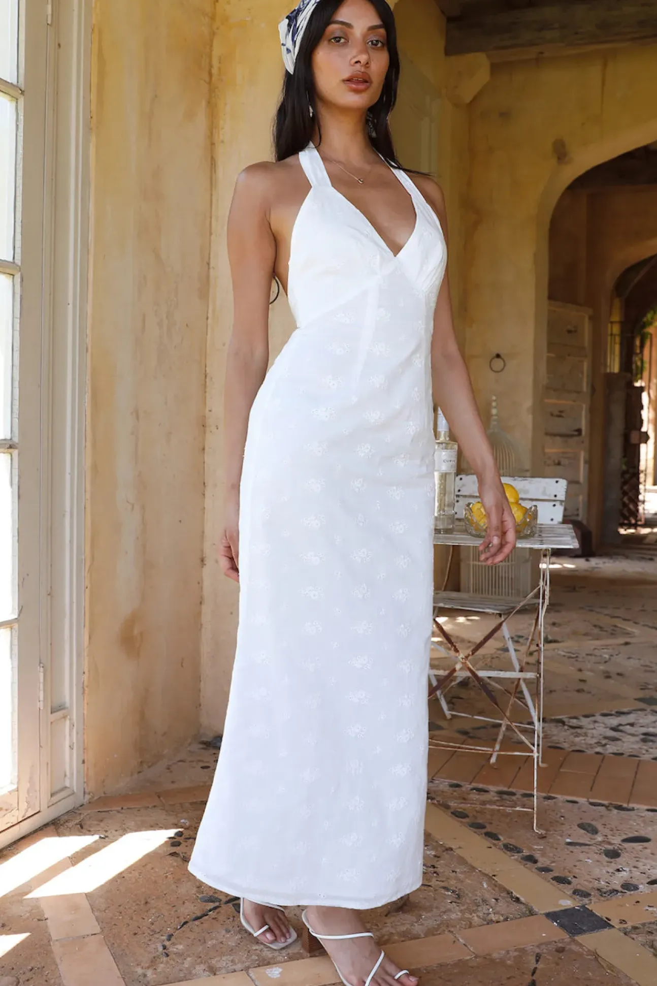 Thalassa Halter Midi Dress White