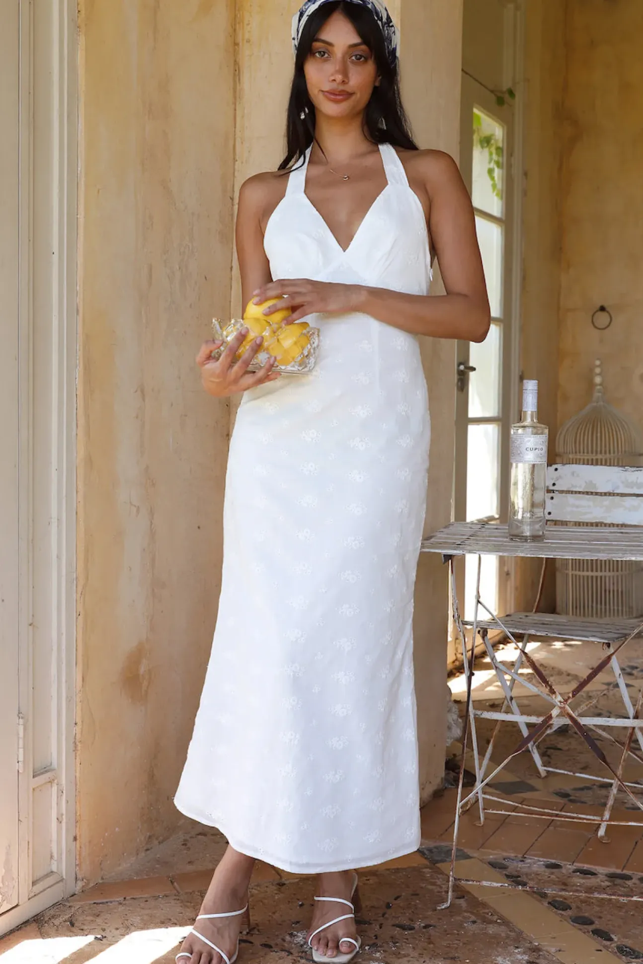 Thalassa Halter Midi Dress White