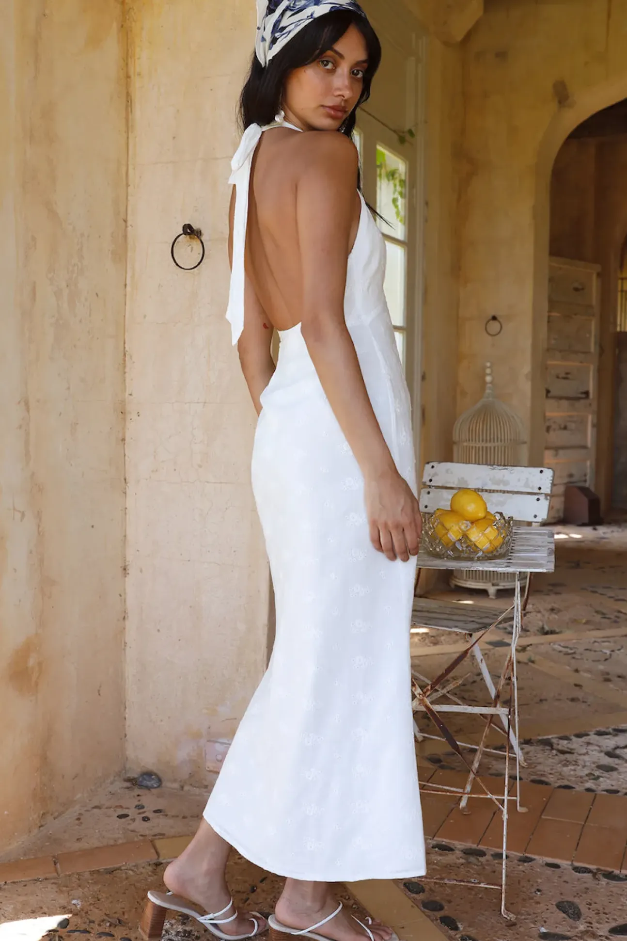 Thalassa Halter Midi Dress White