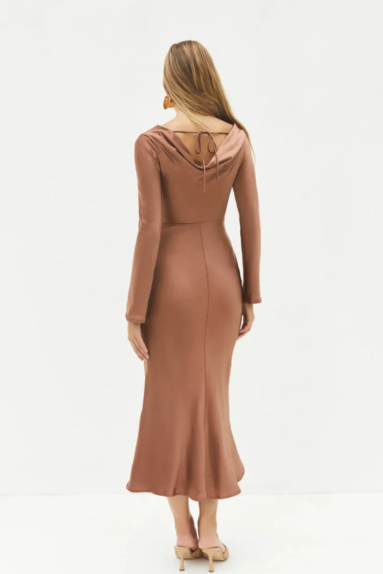 The Forget Me Not Satin Maxi Dress Brown