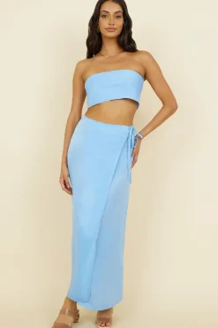 The Right Place Maxi Skirt Blue