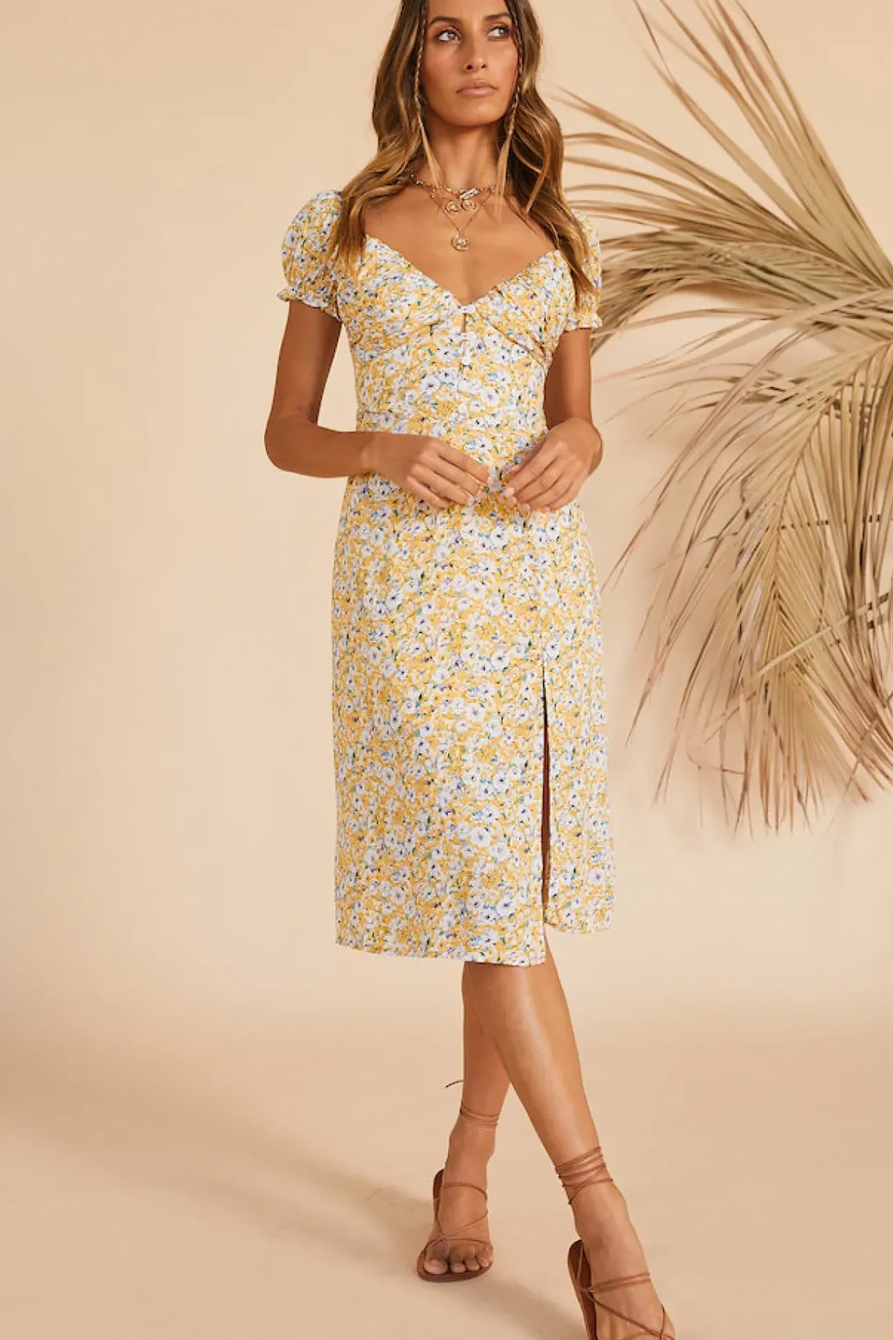 Thinking Of The Past Midi Dress Yellow