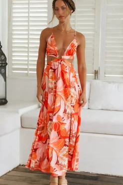 Through The Gardens Maxi Dress Red