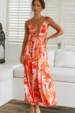 Through The Gardens Maxi Dress Red
