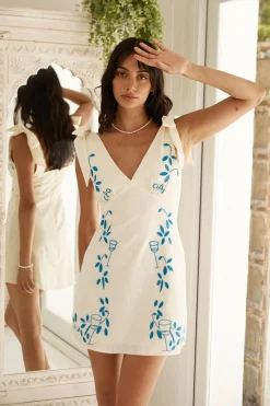 Through The Grapevine Mini Dress Blue