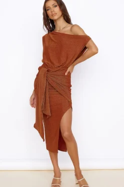 Thunderstorm Midi Dress Brown