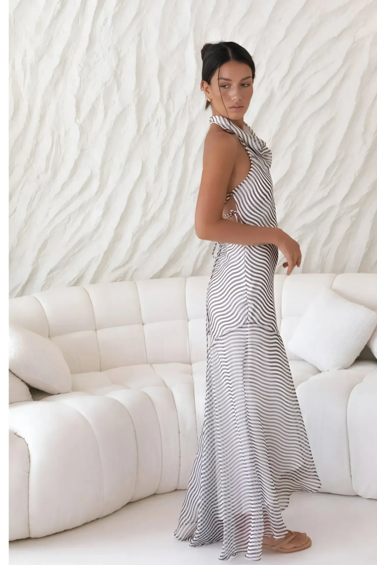 Tidal Wave Maxi Dress Brown