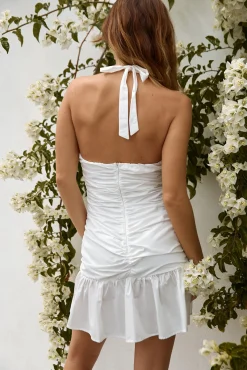 To Be Loved Halter Mini Dress White