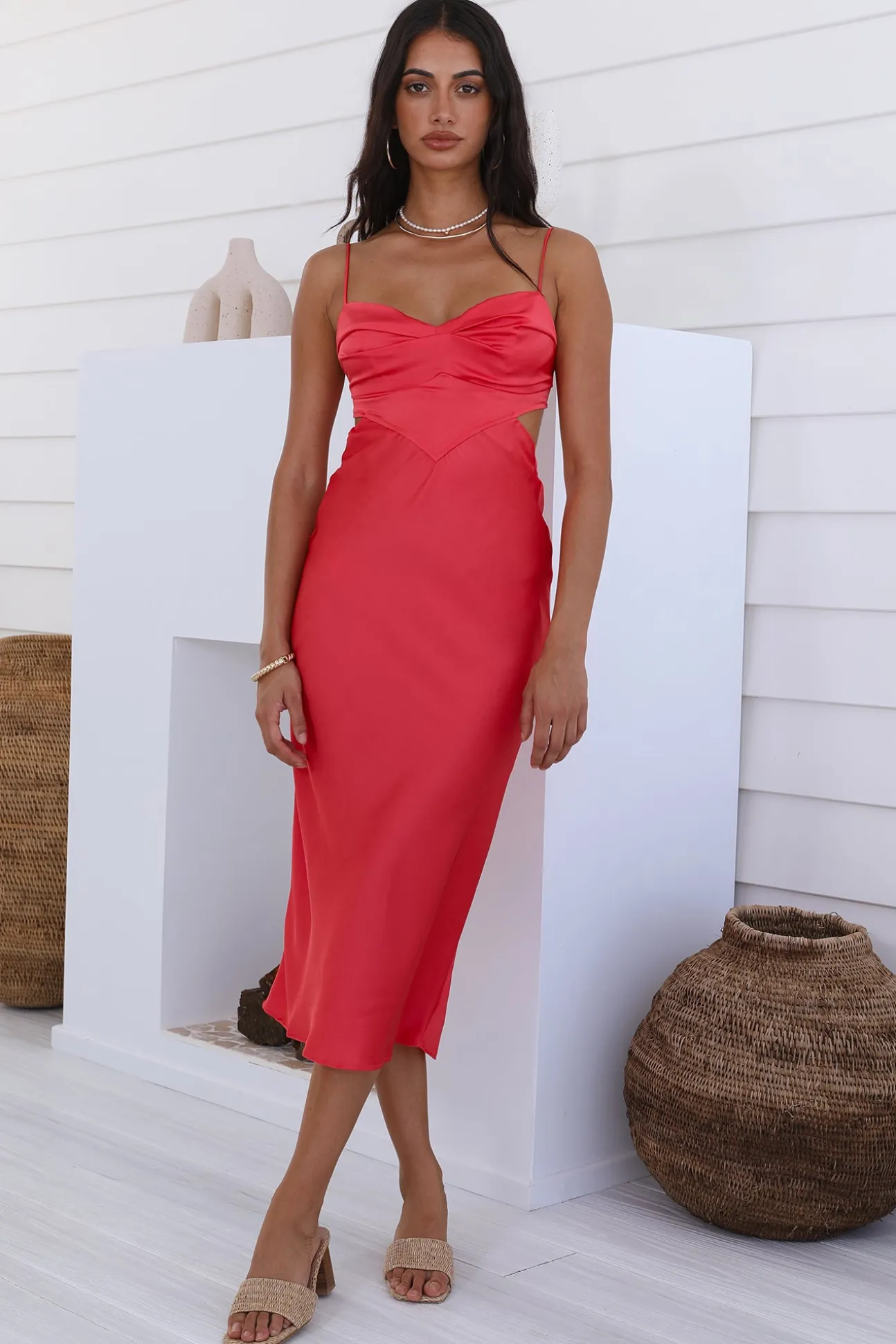 Tranquil Evenings Midi Dress Pink