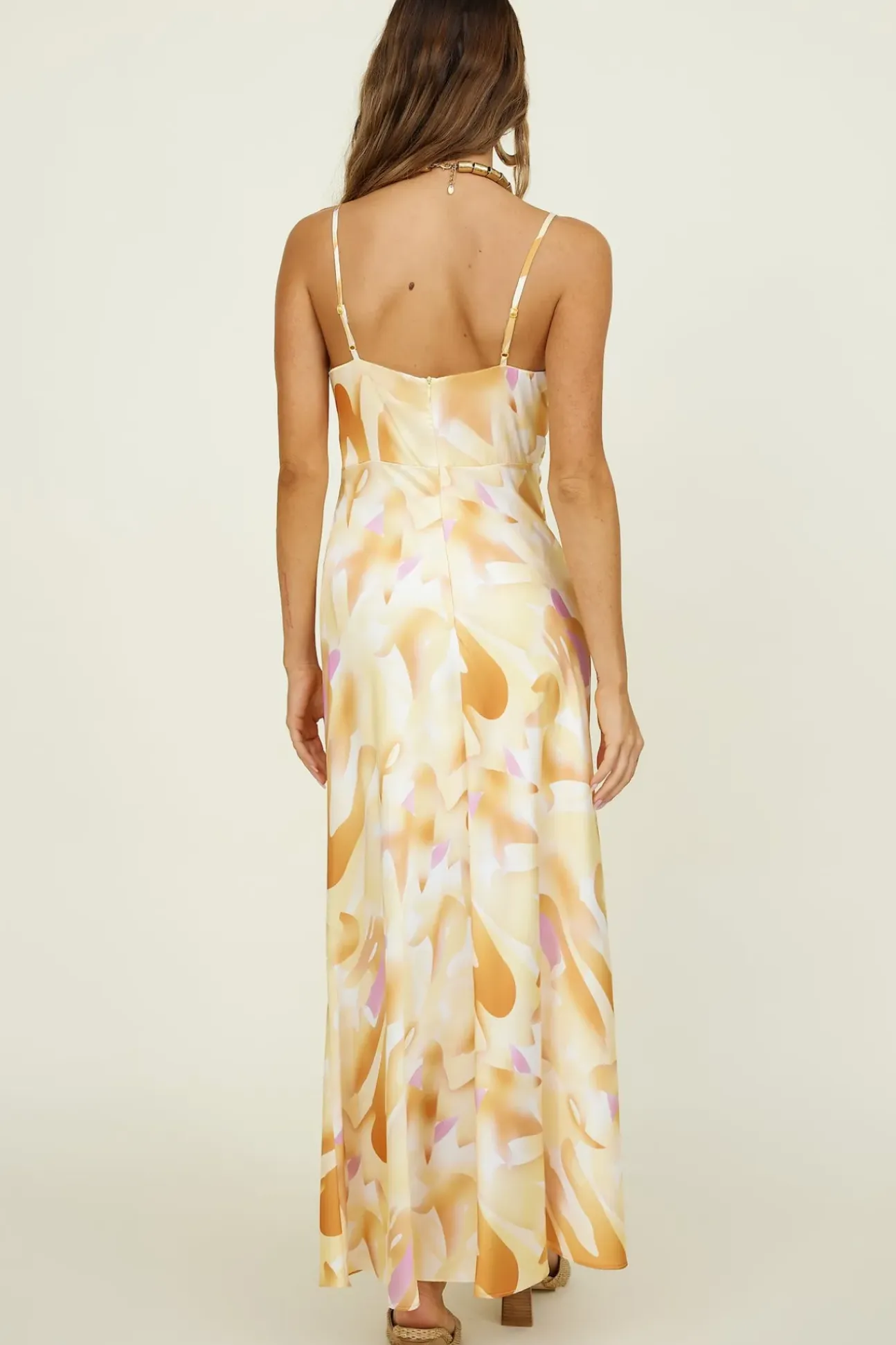 Tropical Palms Maxi Dress Yellow