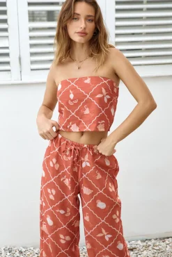 Tropical Punch Strapless Crop Top Orange
