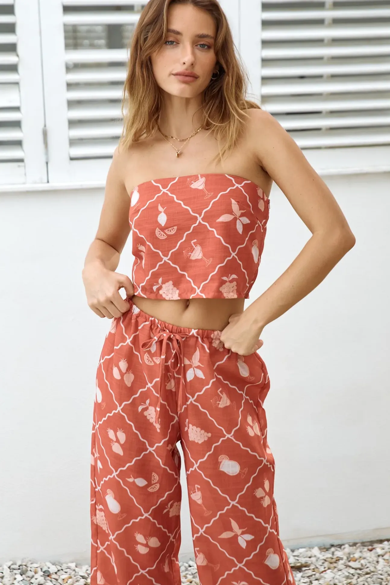 Tropical Punch Strapless Crop Top Orange