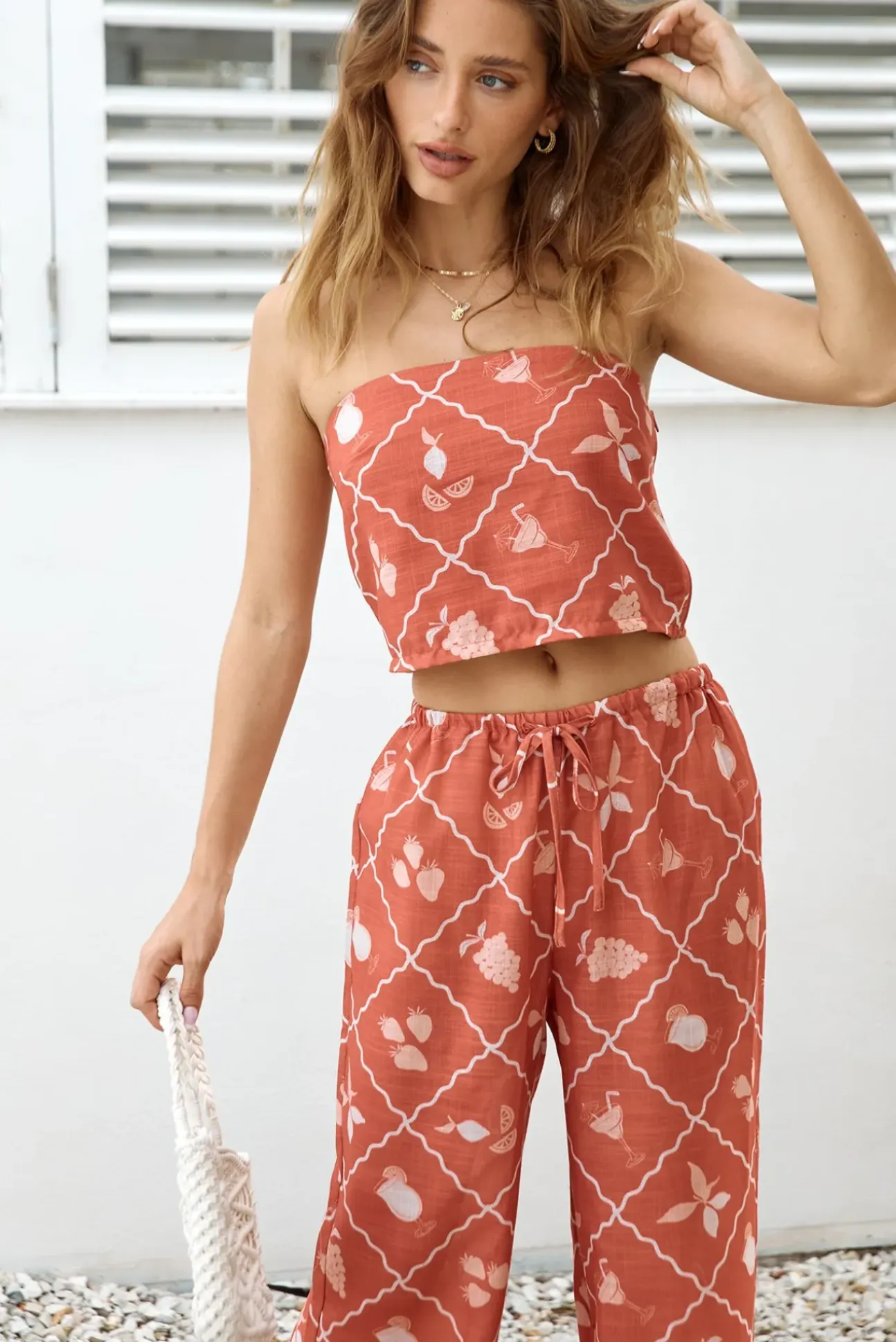 Tropical Punch Strapless Crop Top Orange