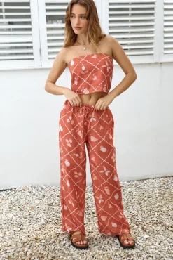Tropical Punch Strapless Crop Top Orange