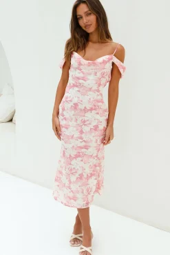 Tropical Vacation Midi Dress Pink
