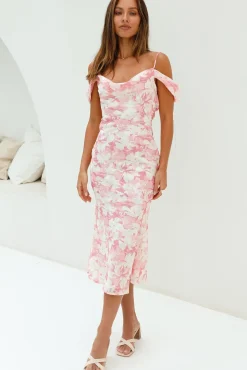 Tropical Vacation Midi Dress Pink