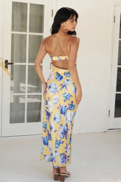 True Royalty Strapless Maxi Dress Yellow