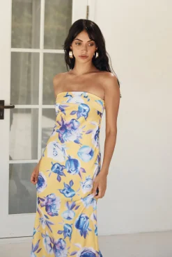 True Royalty Strapless Maxi Dress Yellow