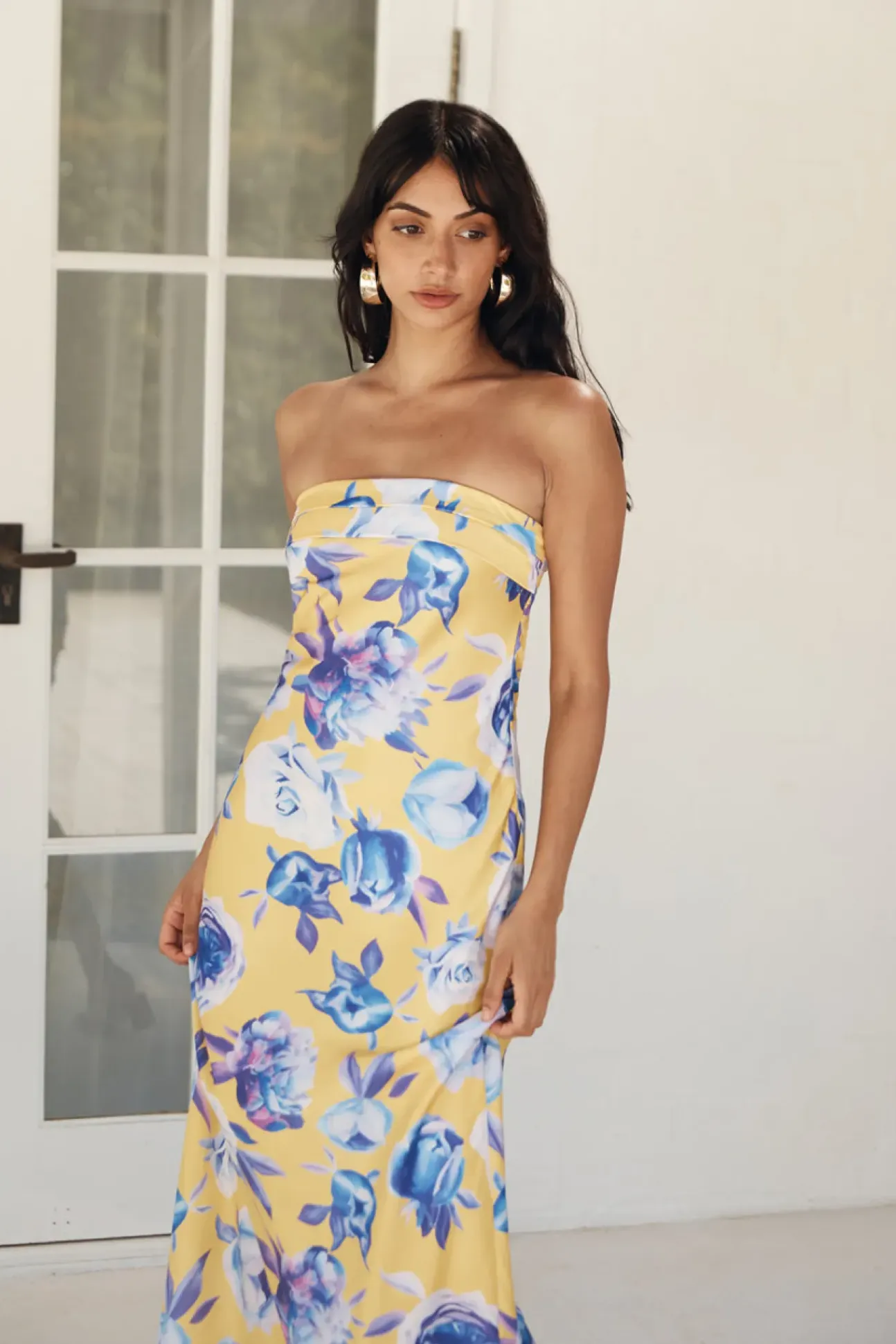 True Royalty Strapless Maxi Dress Yellow