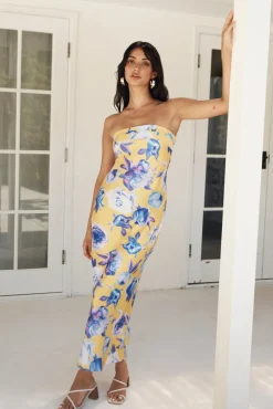 True Royalty Strapless Maxi Dress Yellow