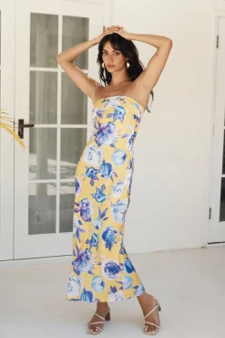 True Royalty Strapless Maxi Dress Yellow