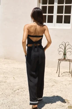 Twin Flame Linen Pant Black