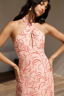 Under Shade Halter Maxi Dress Pink
