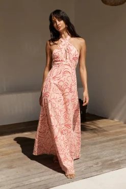 Under Shade Halter Maxi Dress Pink