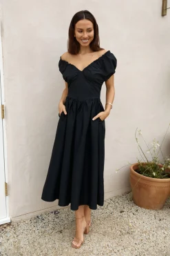 Upon A Dream Midi Dress Black