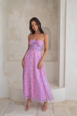 Upon The Moon Strapless Maxi Dress Purple
