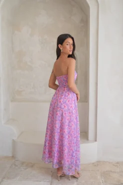 Upon The Moon Strapless Maxi Dress Purple
